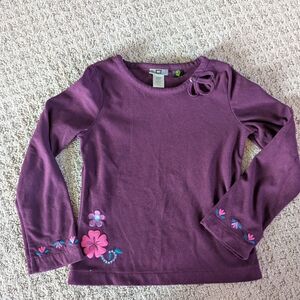 Purple Kids Long Sleeve Top with Floral Design